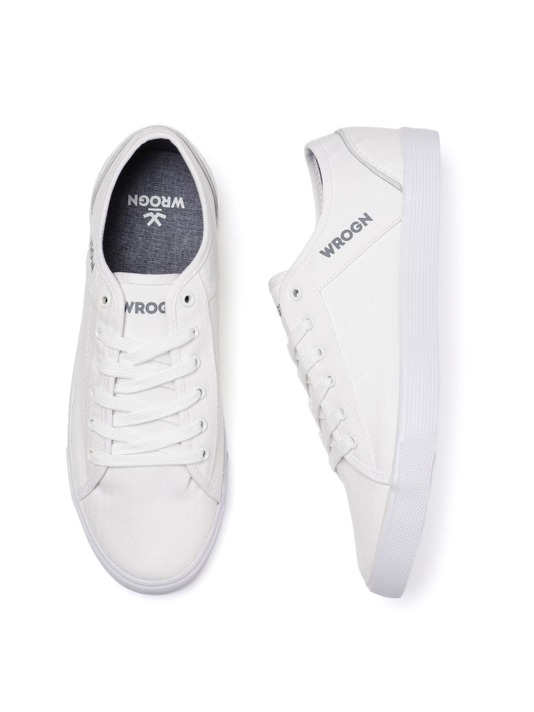 Men White Solid Sneakers