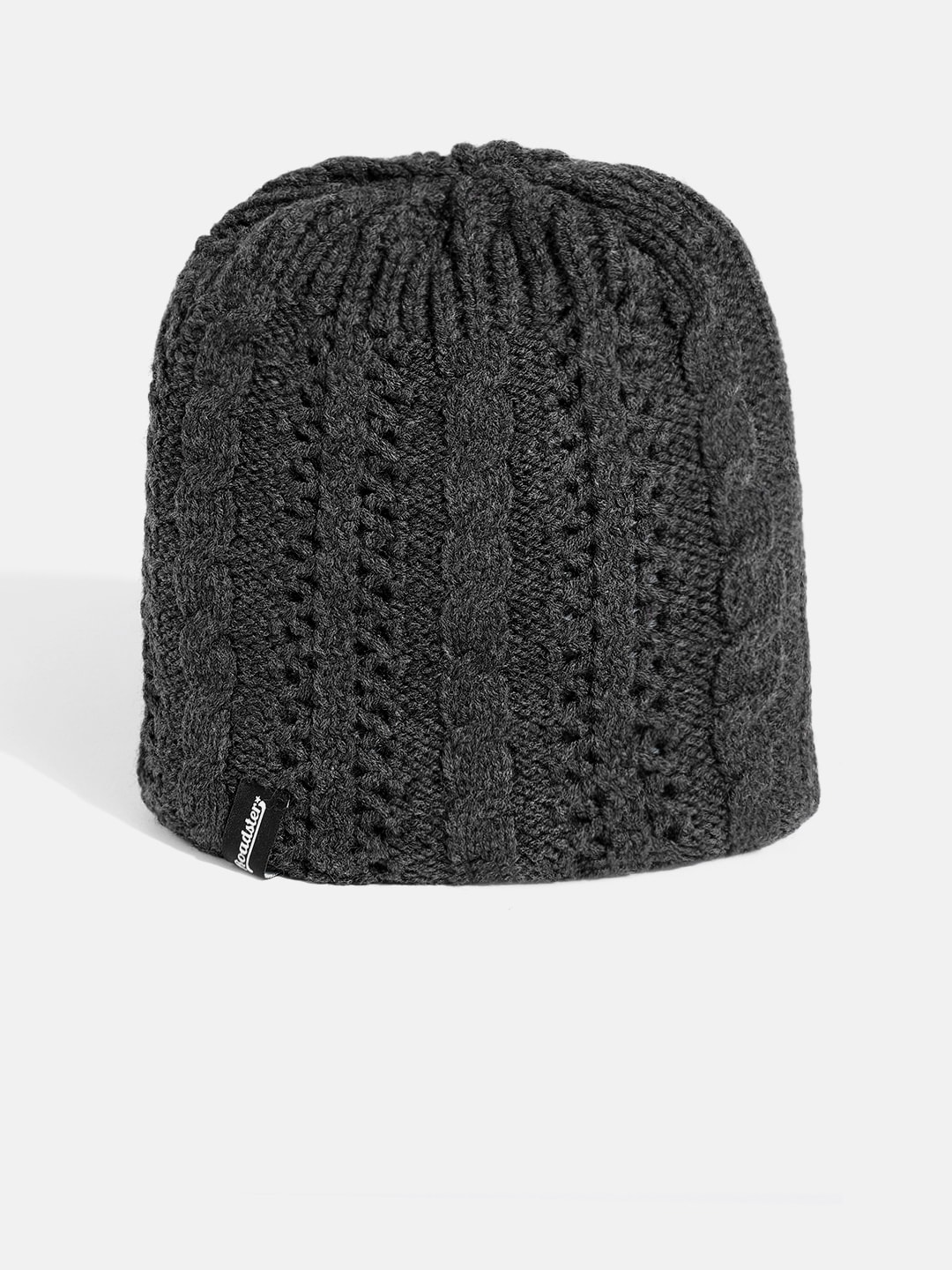 The Roadster Lifestyle Co Unisex Charcoal Grey Cable Knit Beanie Price in India