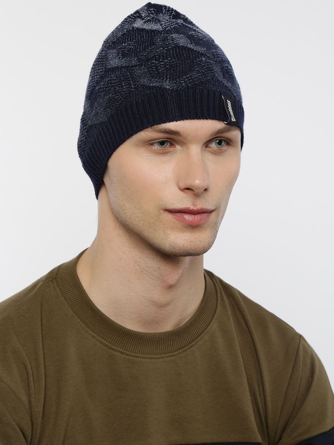The Roadster Lifestyle Co Unisex Navy Blue Self Design Beanie Price in India