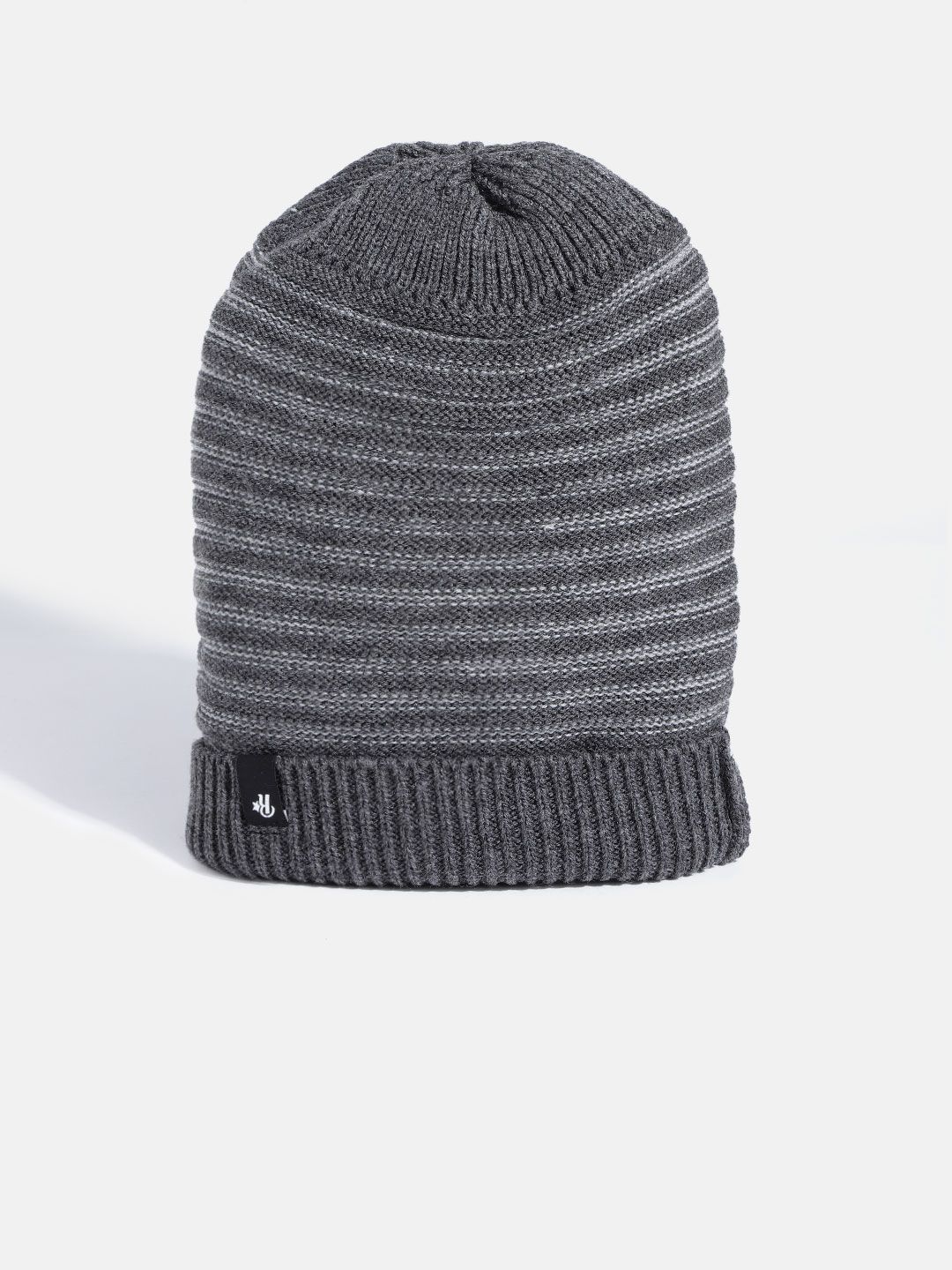 The Roadster Lifestyle Co Unisex Grey Striped Beanie Price in India