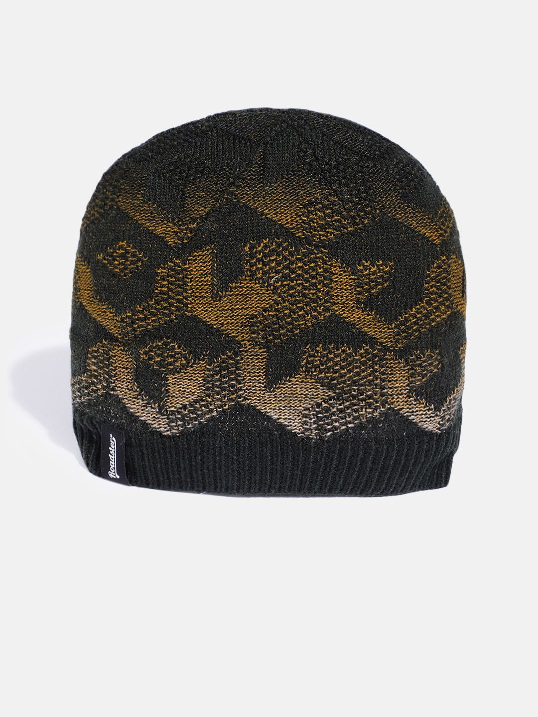The Roadster Lifestyle Co Unisex Green & Yellow Self Design Beanie Price in India