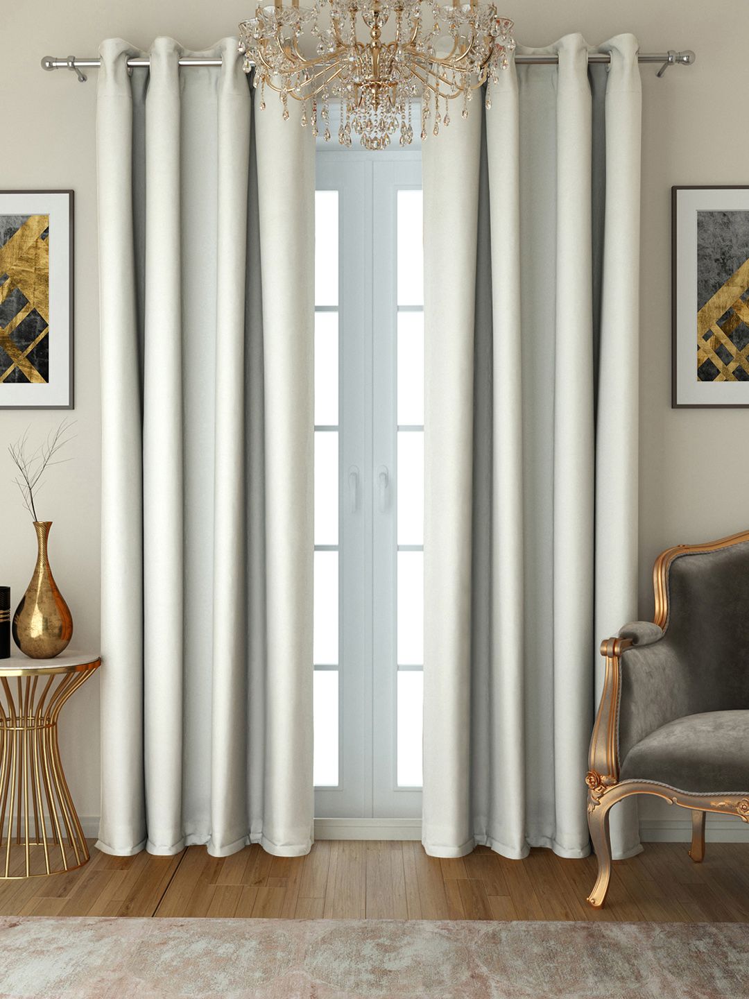 SWAYAM Cream-Coloured Set of 2 Long Door Curtains Price in India
