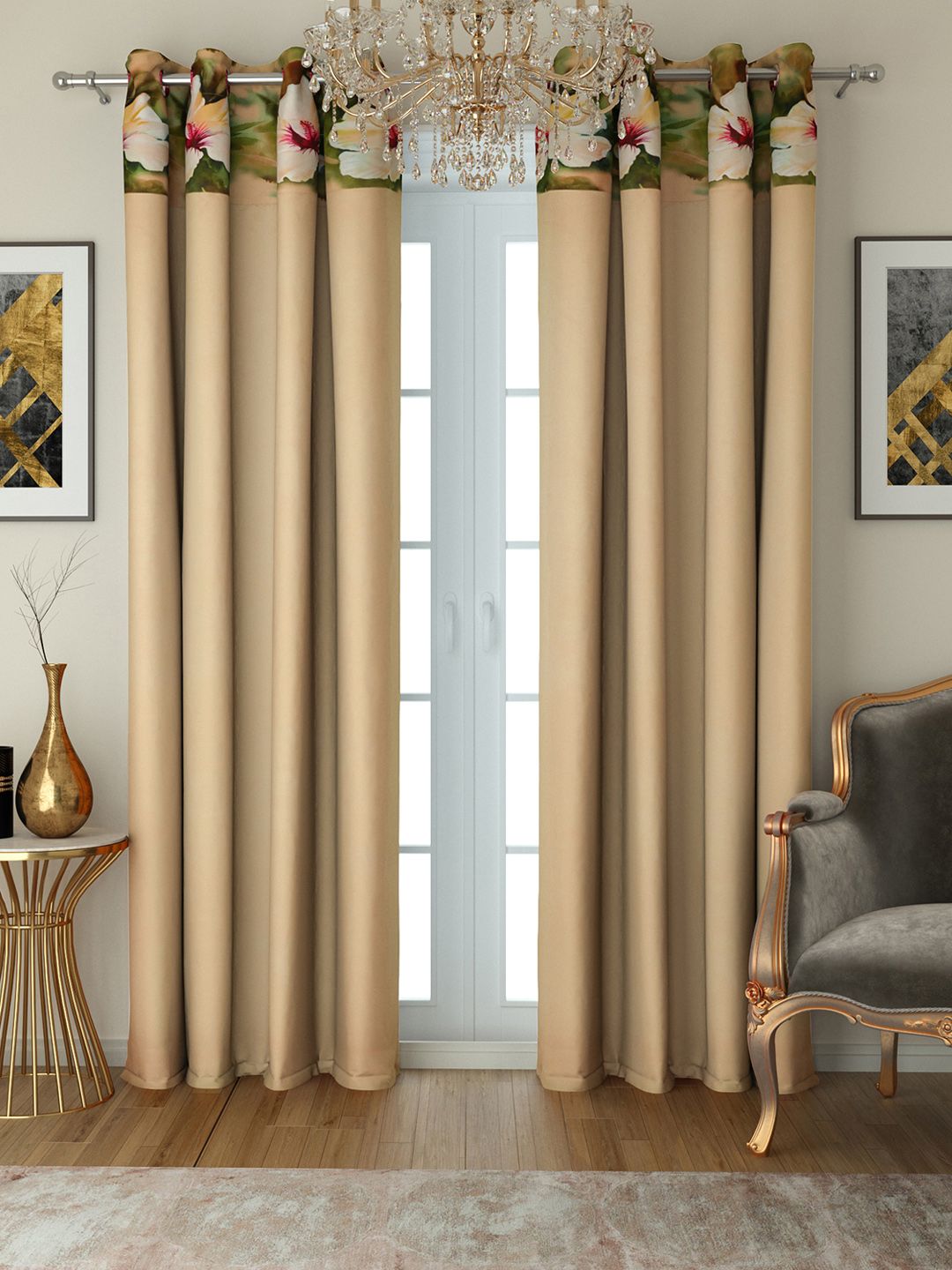 SWAYAM Beige Set of 2 Door Curtains Price in India