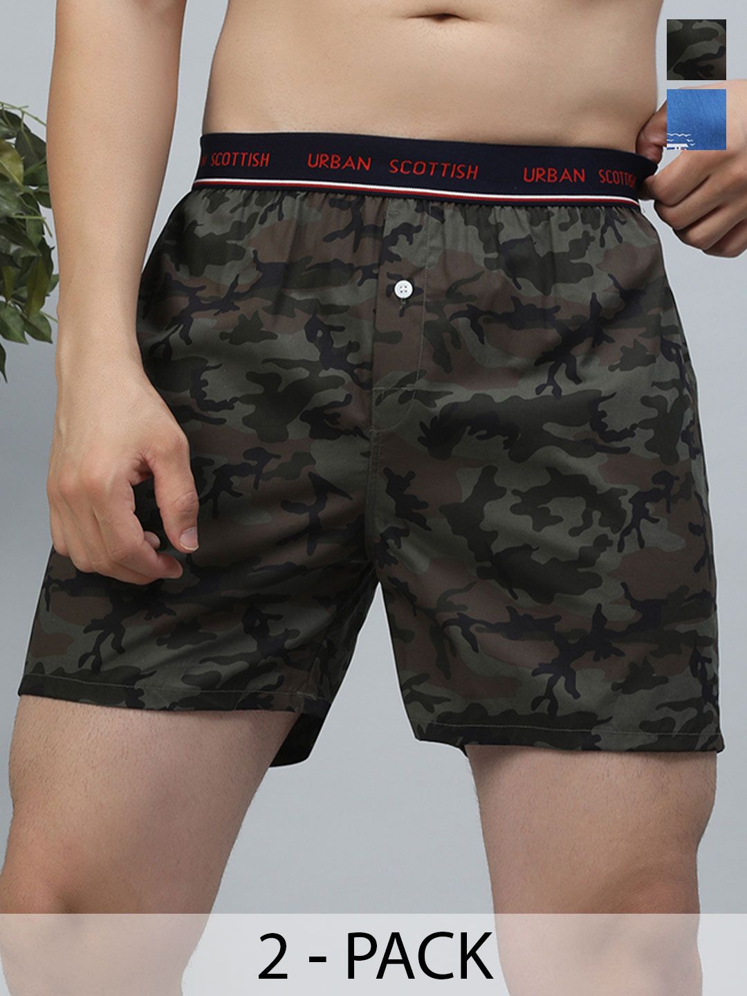 URBAN SCOTTISH Men Pack of 2 Multicoloured Printed Pure Cotton Boxers USBX1908