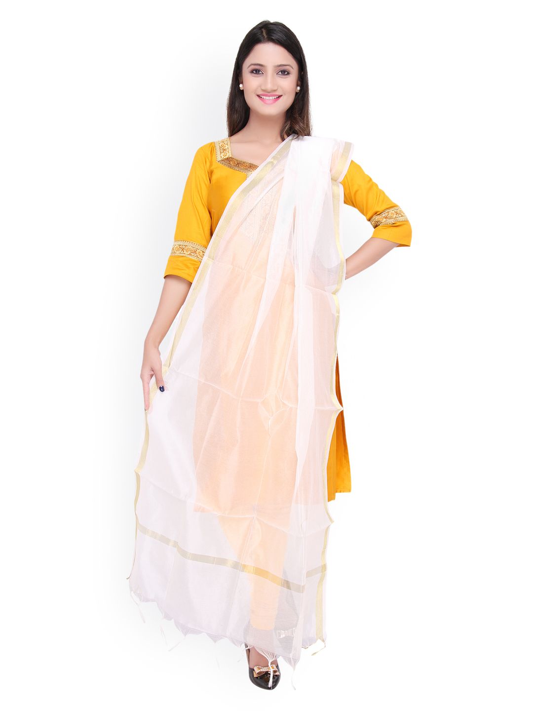 Dupatta Bazaar White Silk Dupatta Price in India