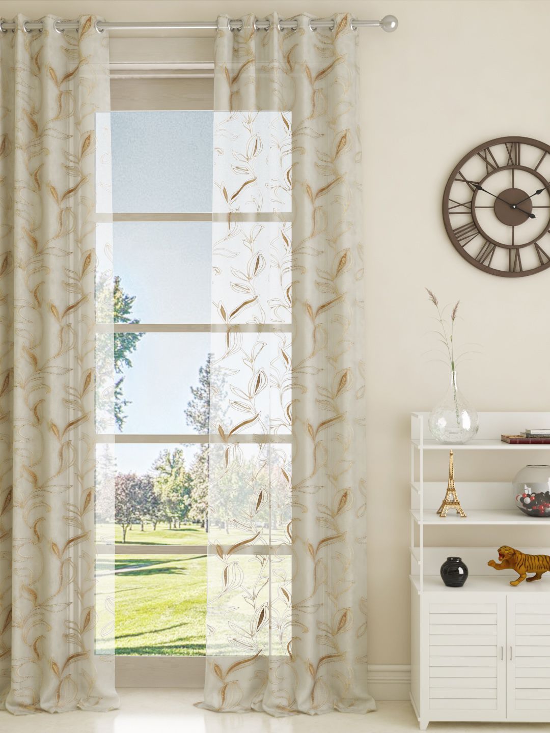 GM White & Brown Single Door Curtain Price in India