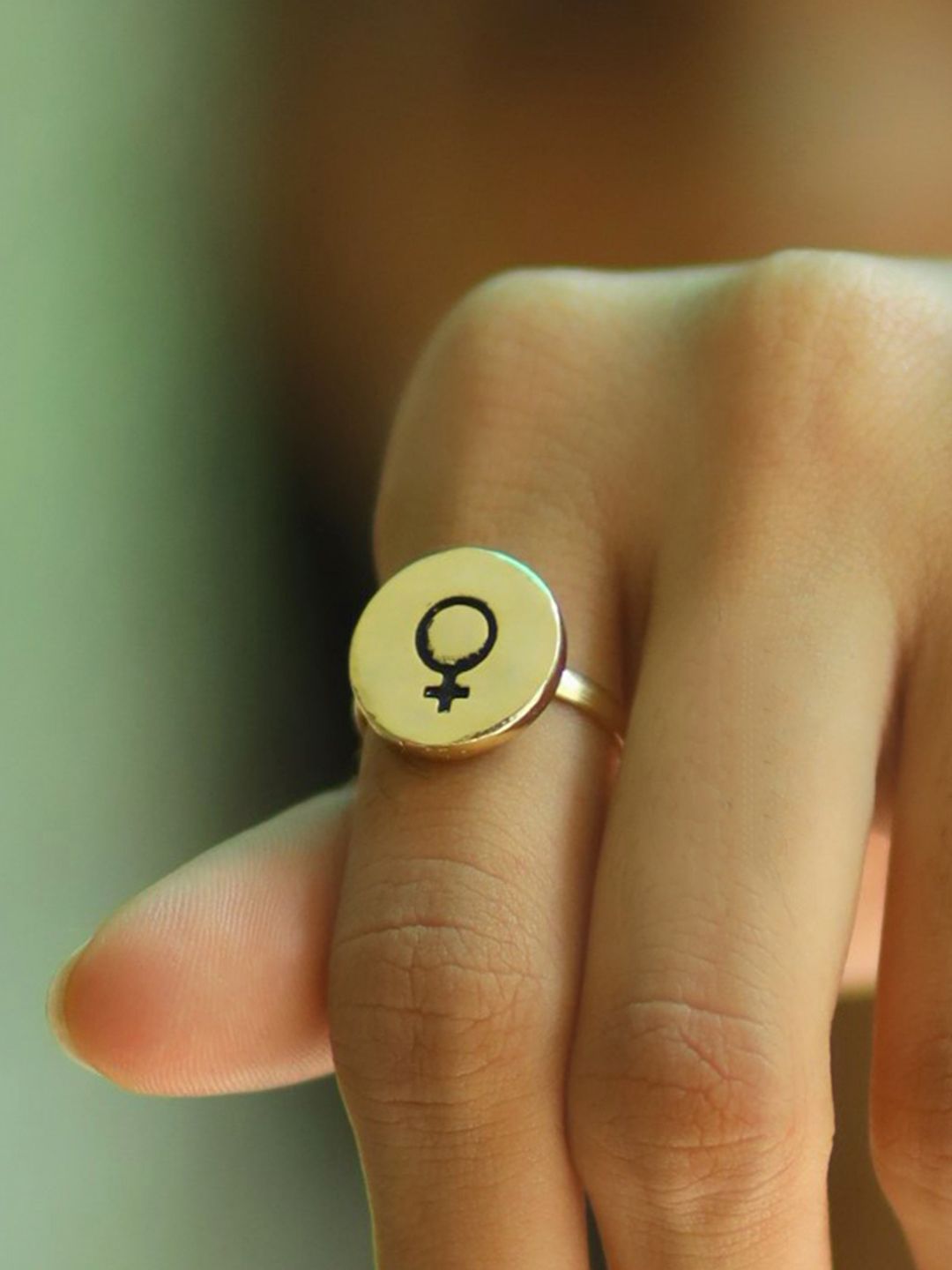 Ayesha Gold-Toned Girl Power Project Feminist Sign Adjustable Ring Price in India