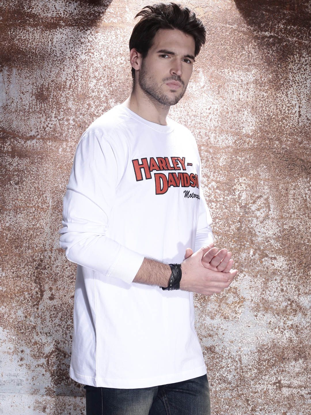 Buy Harley-Davidson Mens White Prestige Long Sleeve Pure Cotton T