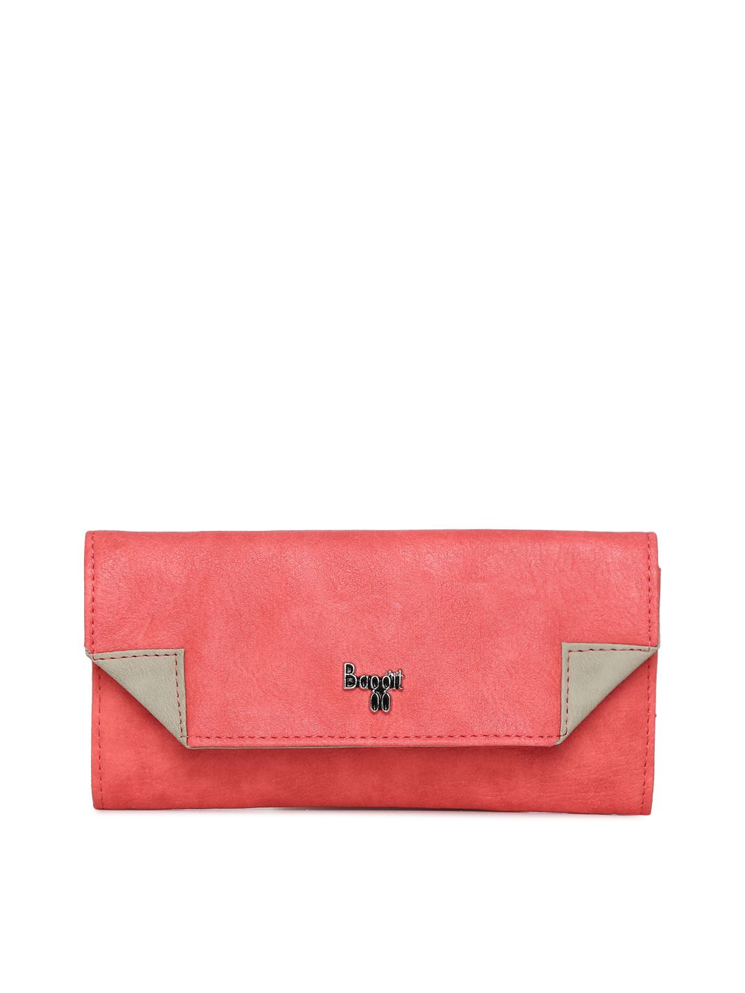 Baggit Women Coral Solid Three Fold Wallet Price in India