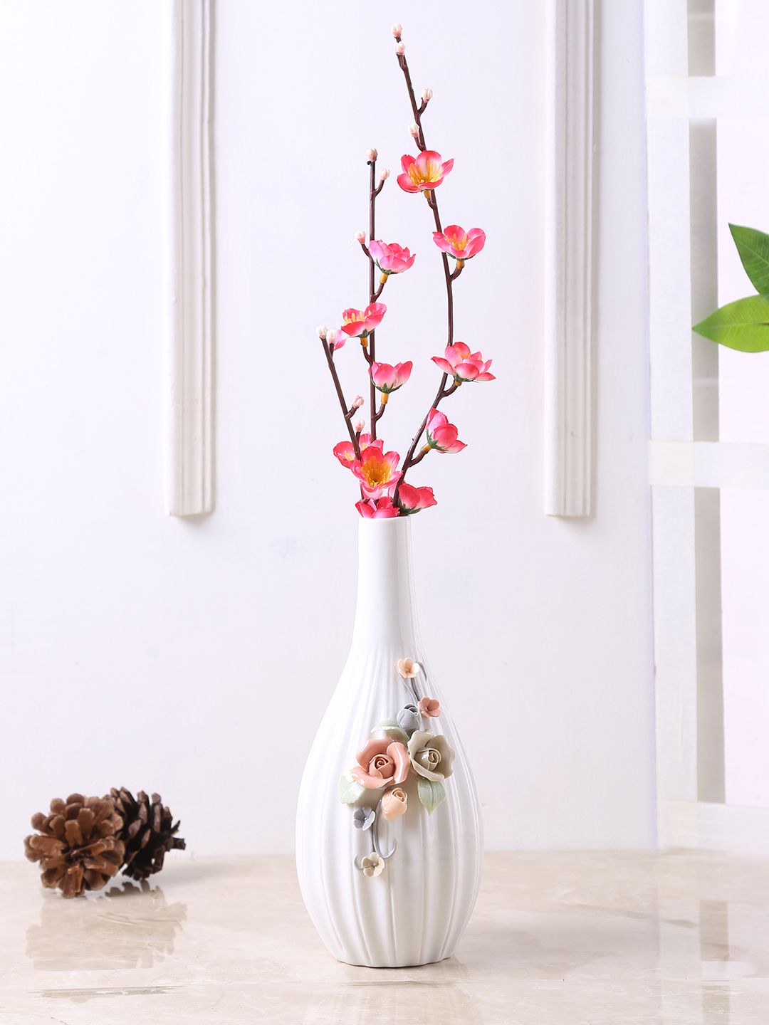 TAYHAA White Ceramic Flower Vase Price in India