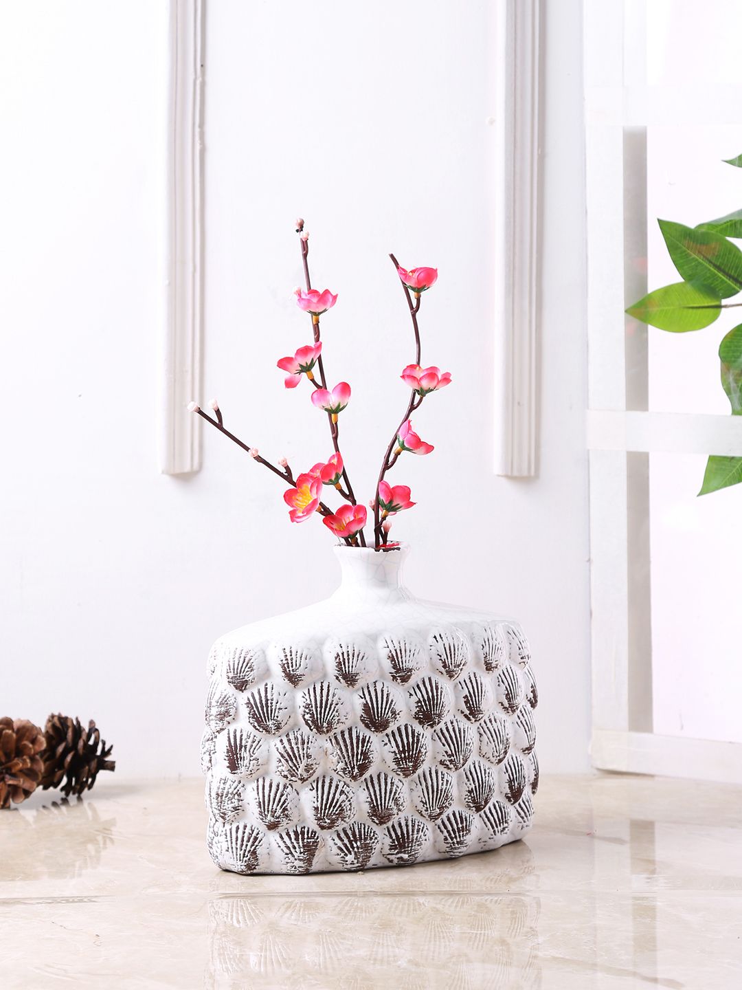 TAYHAA White Ceramic Flower Vase Price in India