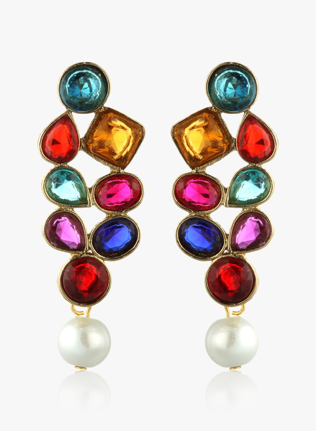 Zaveri Pearls Multicoloured Metal Danglers And Drop