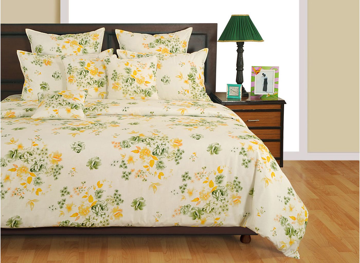 SWAYAM Cotton Fitted Bedsheet With 2 Pillow Covers