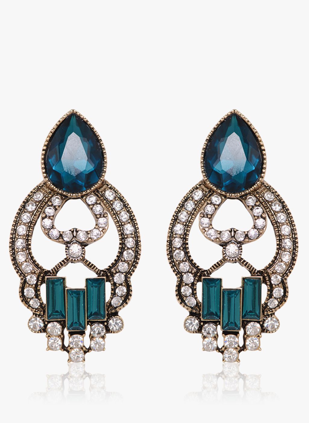 Sparkle Street Blue/Golden Alloy Danglers & Drop