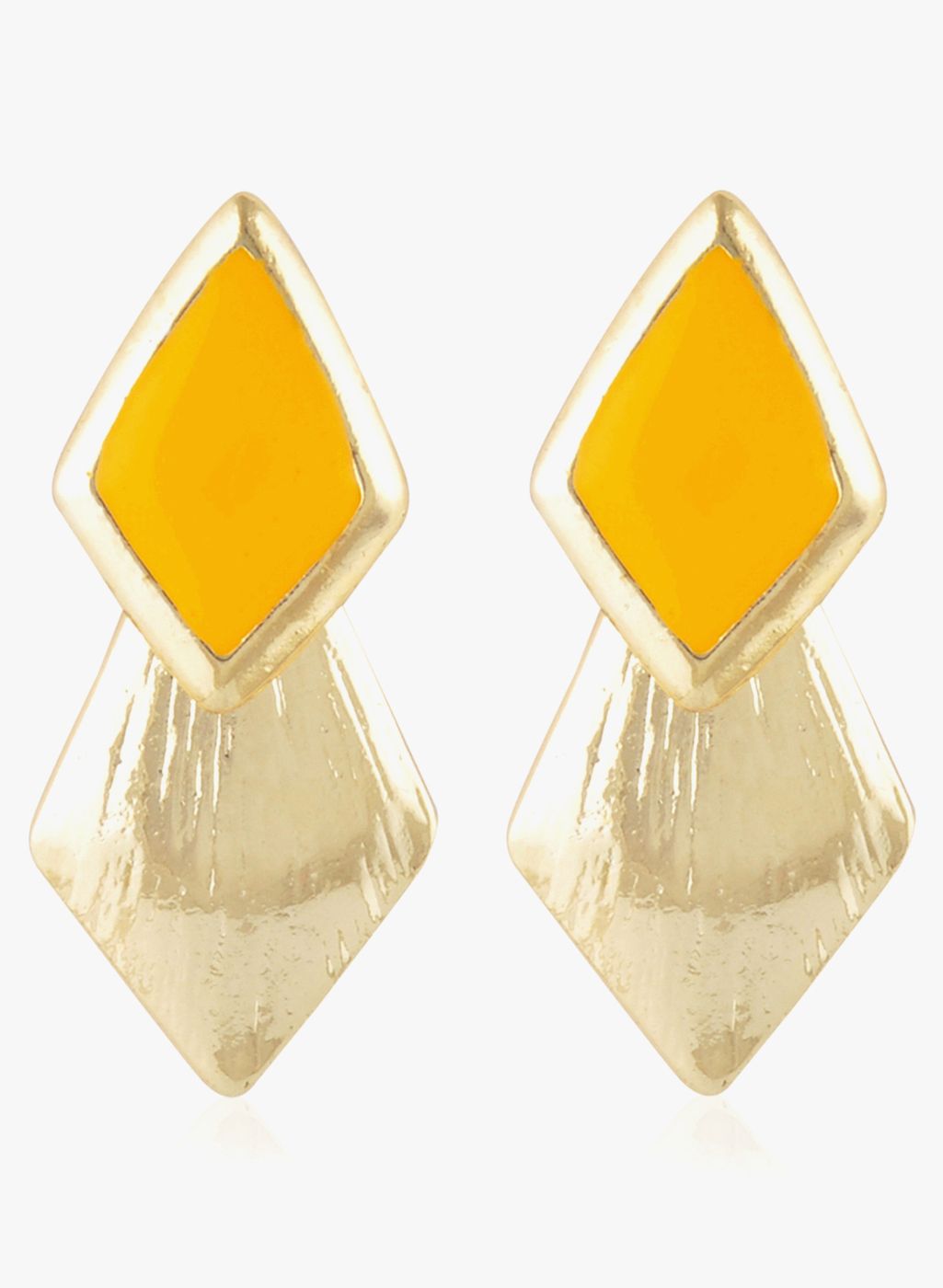 Crunchy Fashions Yellow/Golden Alloy Danglers & Drop