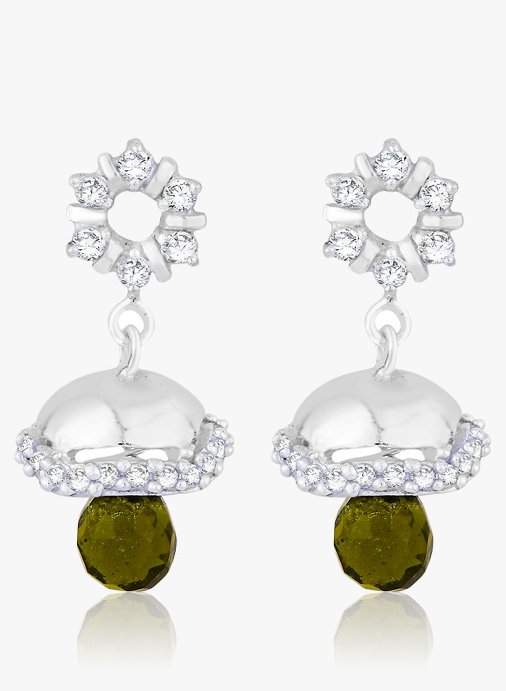 Taraash Green 92.5 Sterling Silver Jhumki