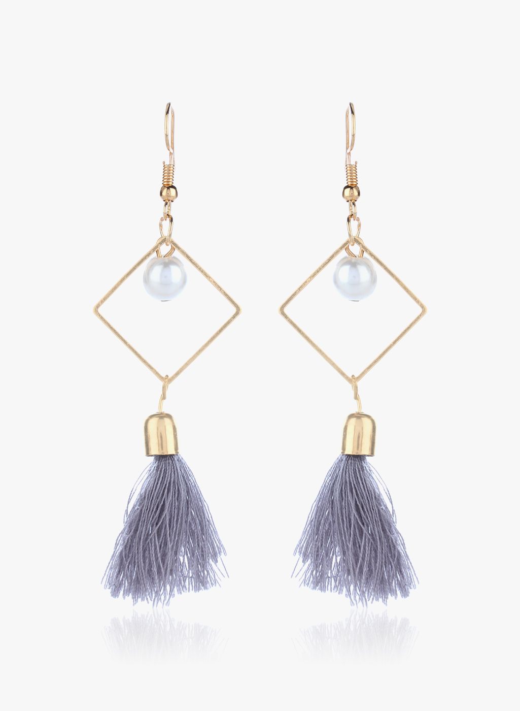 Fasherati Grey/Golden Brass Danglers & Drop