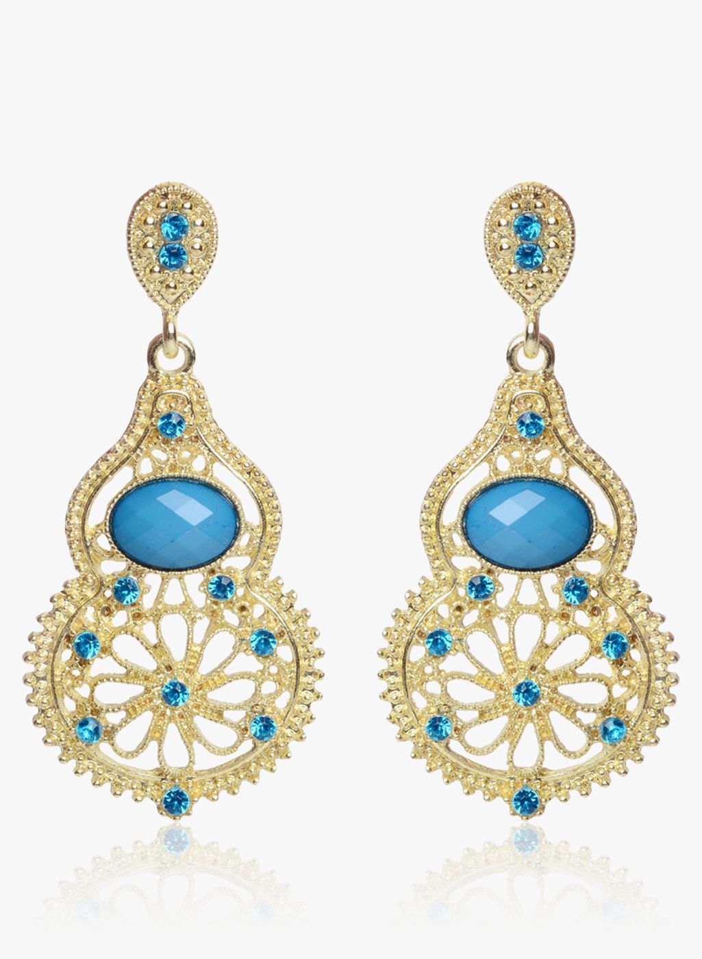 Sparkle Street Blue/Golden Metal Danglers & Drop