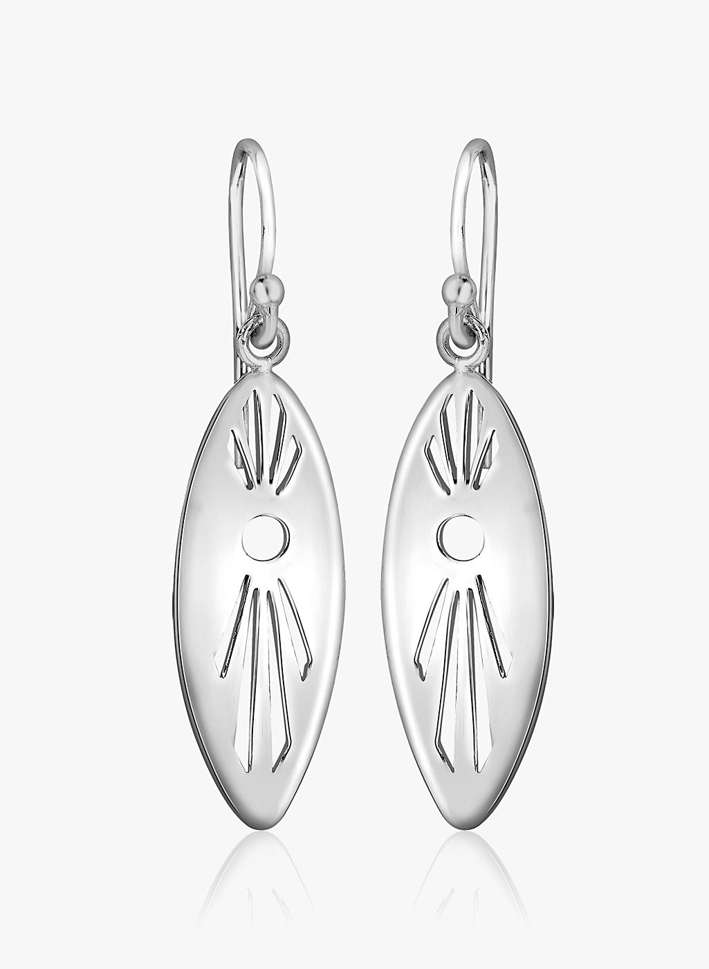 Taraash Sterling Silver Oval Shape Danglers & Drops