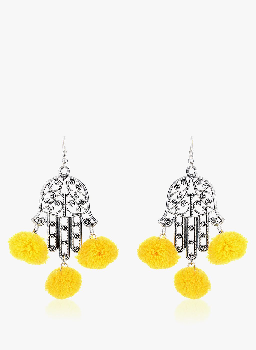 Watch Me Yellow/Silver German Silver Danglers & Drop