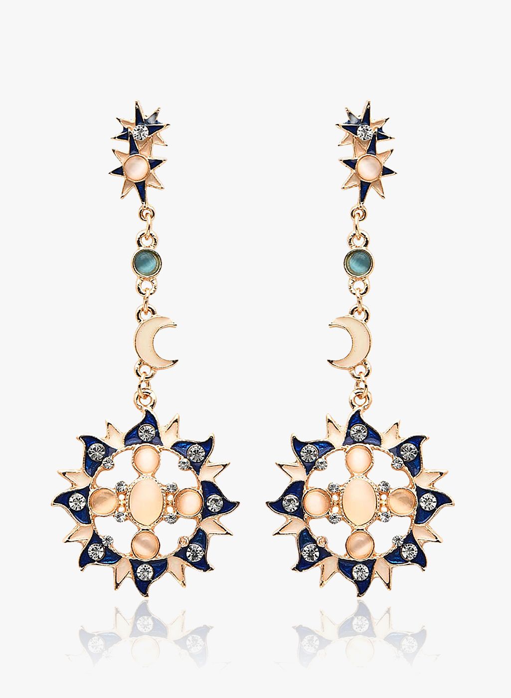 Golden Peacock Golden/Black Metal Danglers And Drop