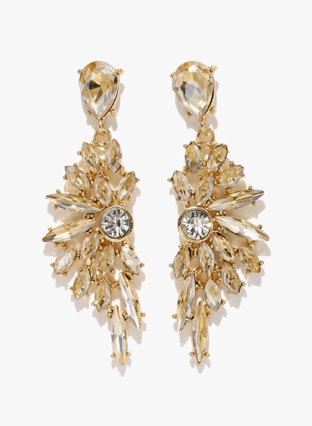 Golden Peacock Golden/White Metal Danglers And Drop