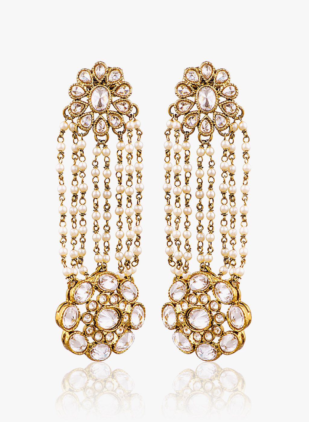 Sia Art Jewellery White/Golden Brass Drop Earrings