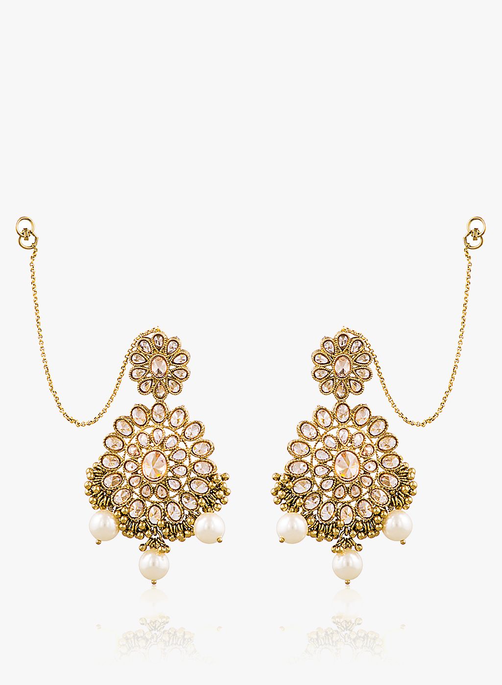 Sia Art Jewellery White/Golden Brass Drop Earrings