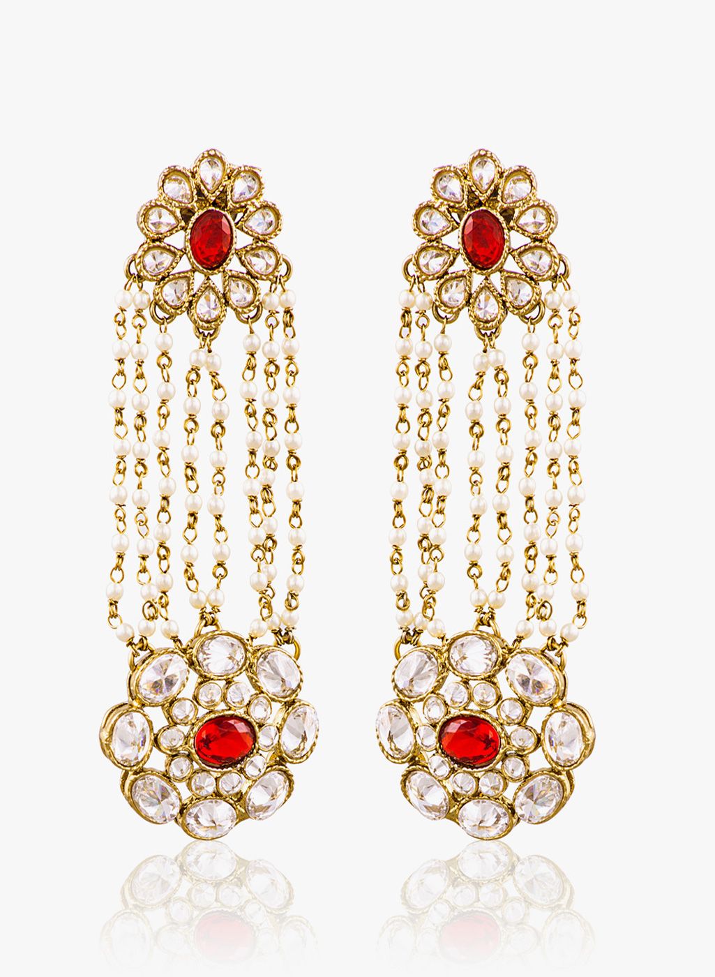 Sia Art Jewellery White/Golden Brass Drop Earrings