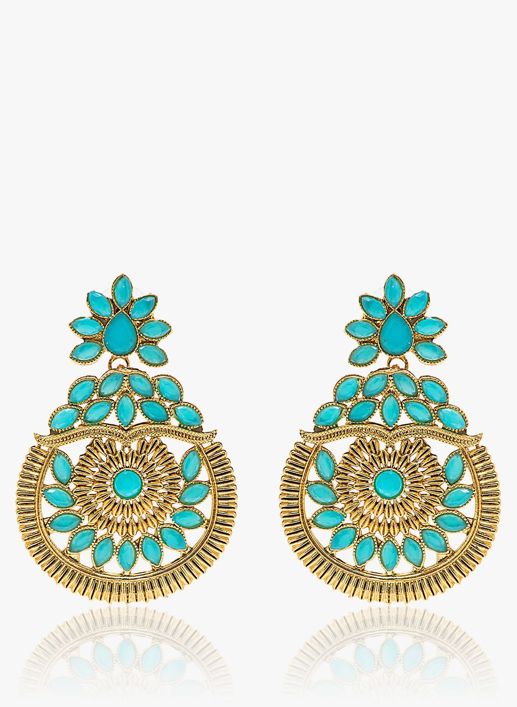 Sia Art Jewellery Blue/Golden Brass Danglers & Drop
