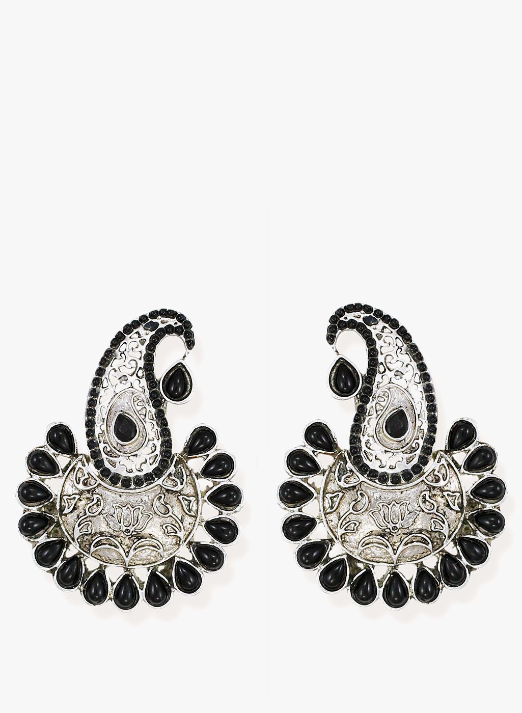 Zaveri Pearls Silver/Black 100%Zinc Danglers & Drop