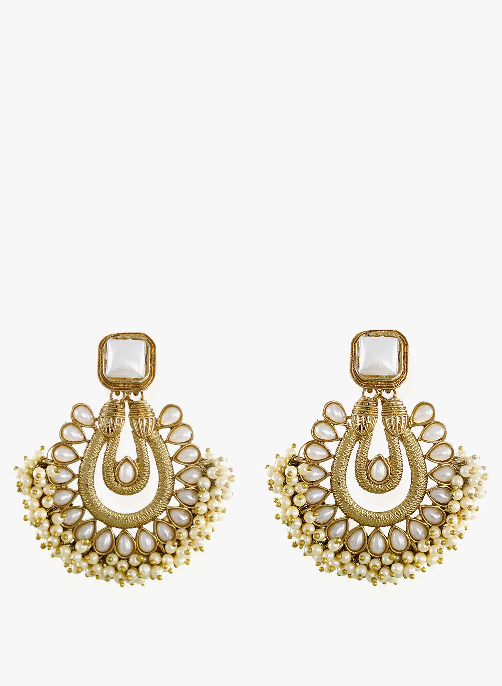 Zaveri Pearls Golden/White 100%Zinc Danglers & Drop
