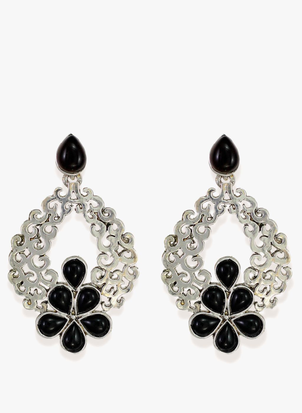 Zaveri Pearls Silver/Black 100%Zinc Danglers & Drop