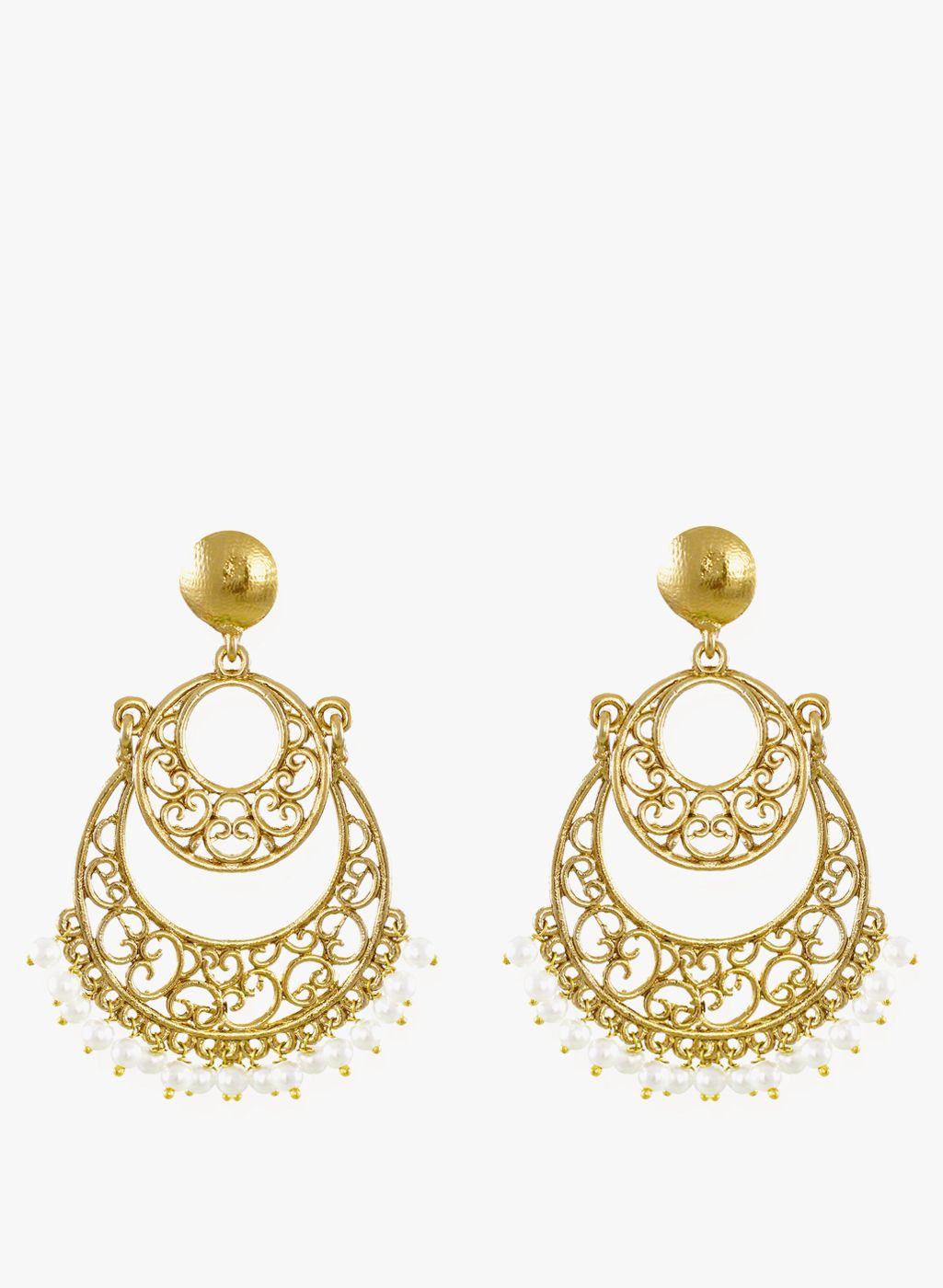 Zaveri Pearls Golden/White 100%Zinc Danglers & Drop