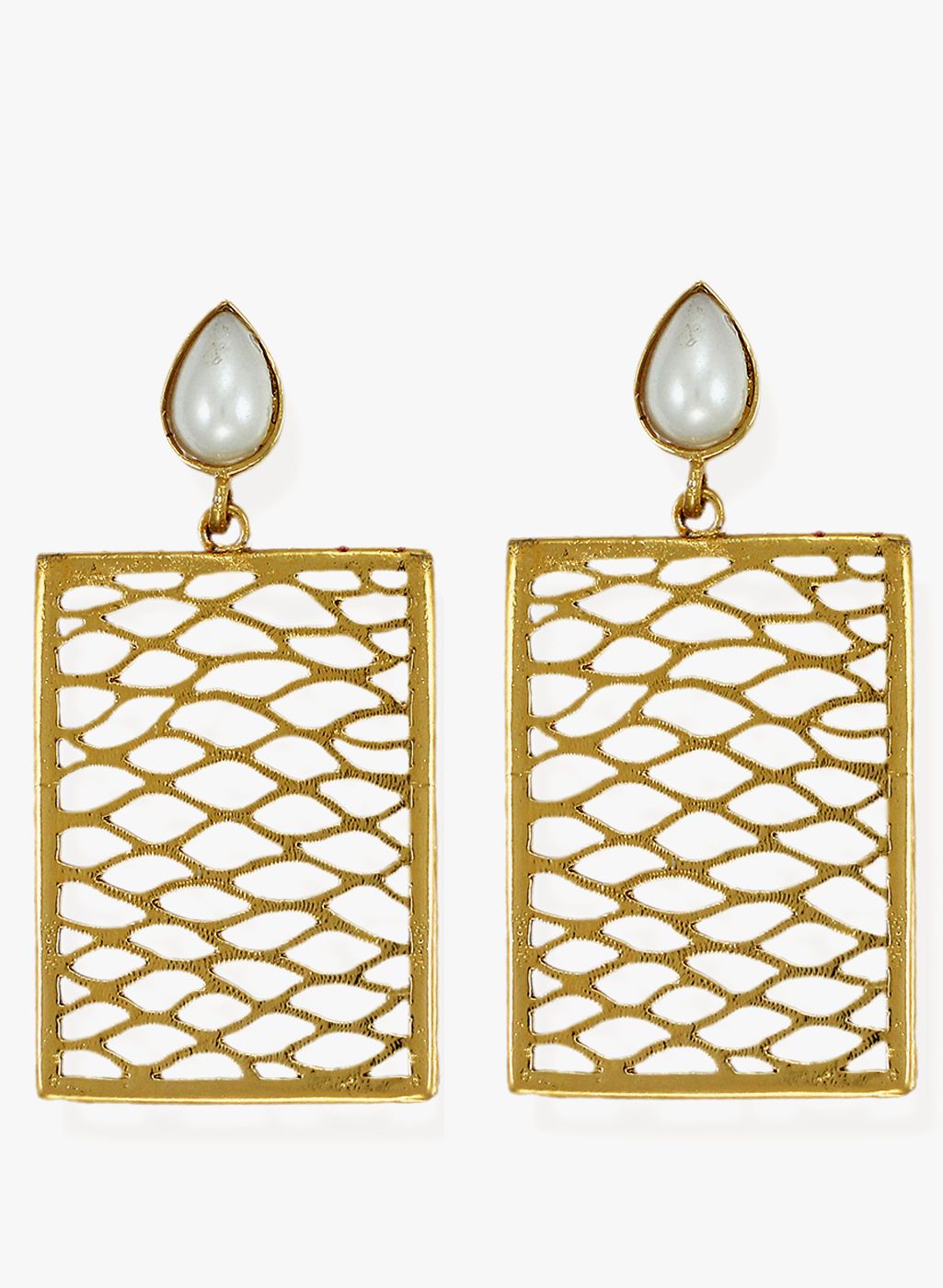 Zaveri Pearls Golden/White 100%Zinc Danglers & Drop