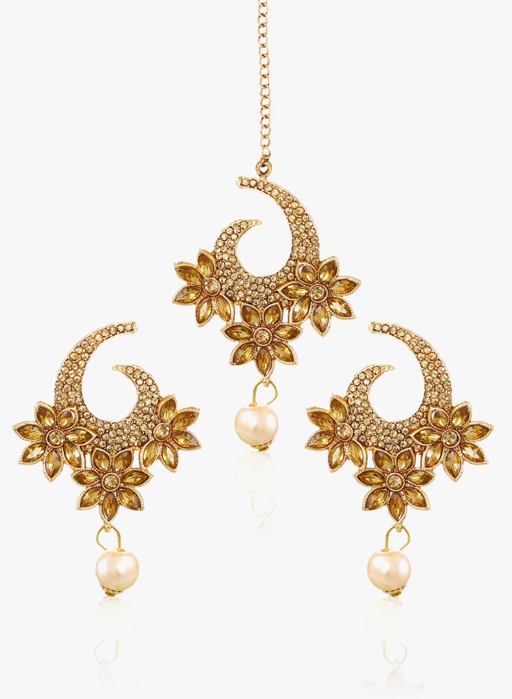 Zaveri Pearls Golden/White 100%Zinc Danglers & Drop