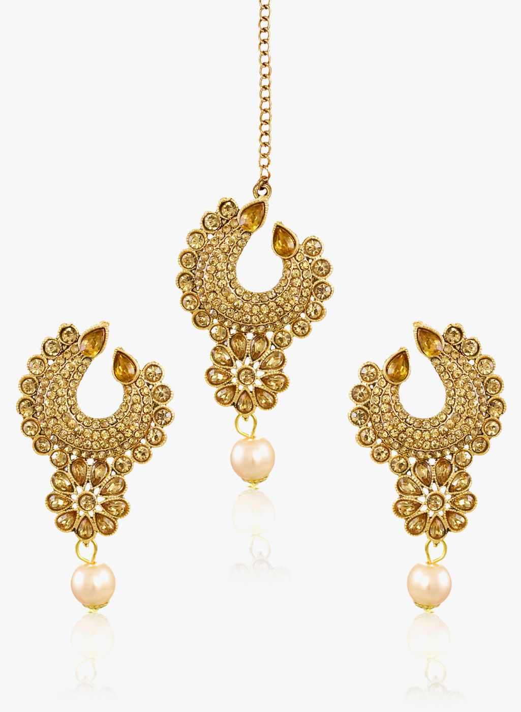 Zaveri Pearls Golden/White 100%Zinc Danglers & Drop