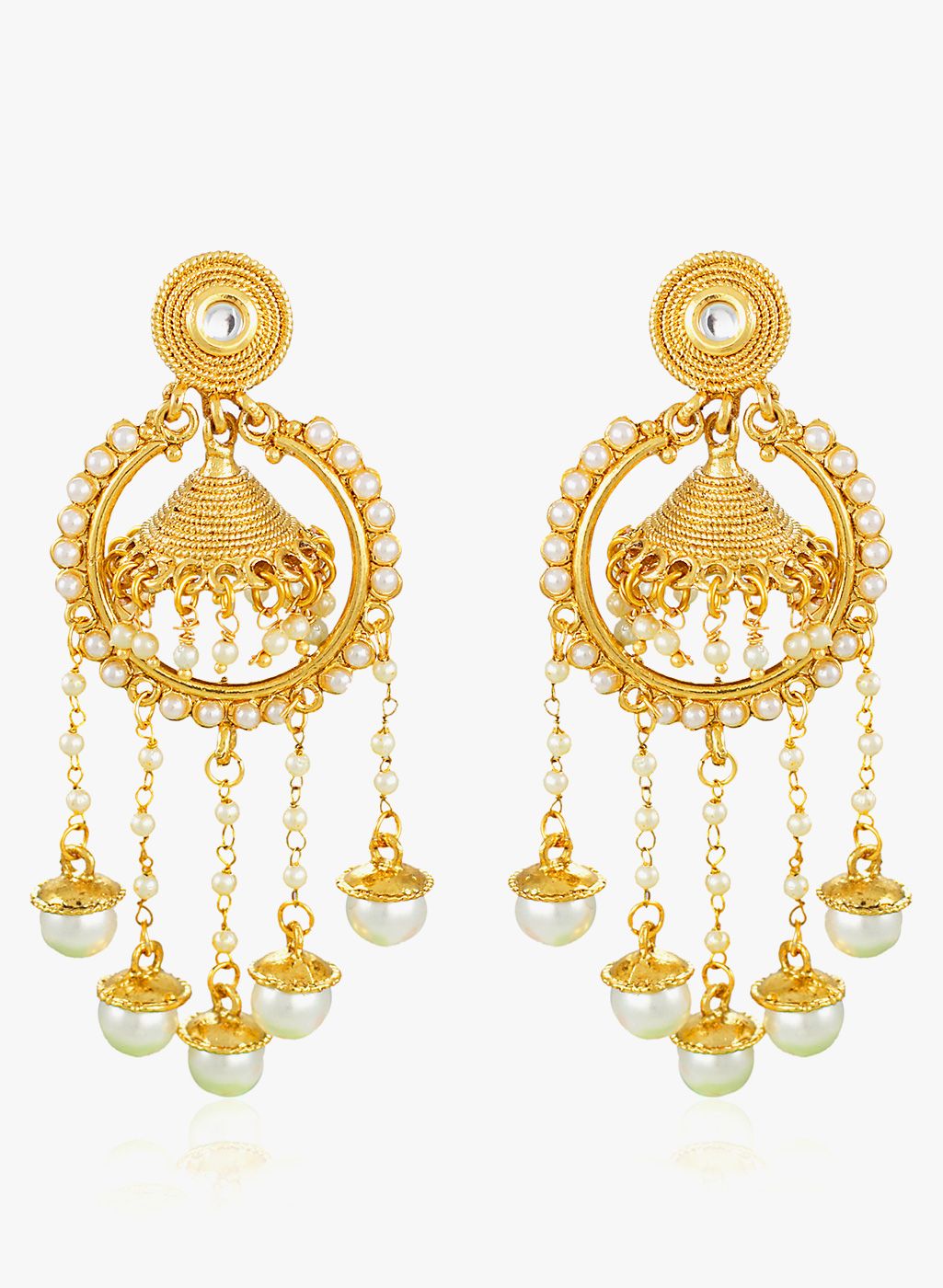 Zaveri Pearls White/Golden 100%Zinc Danglers & Drop