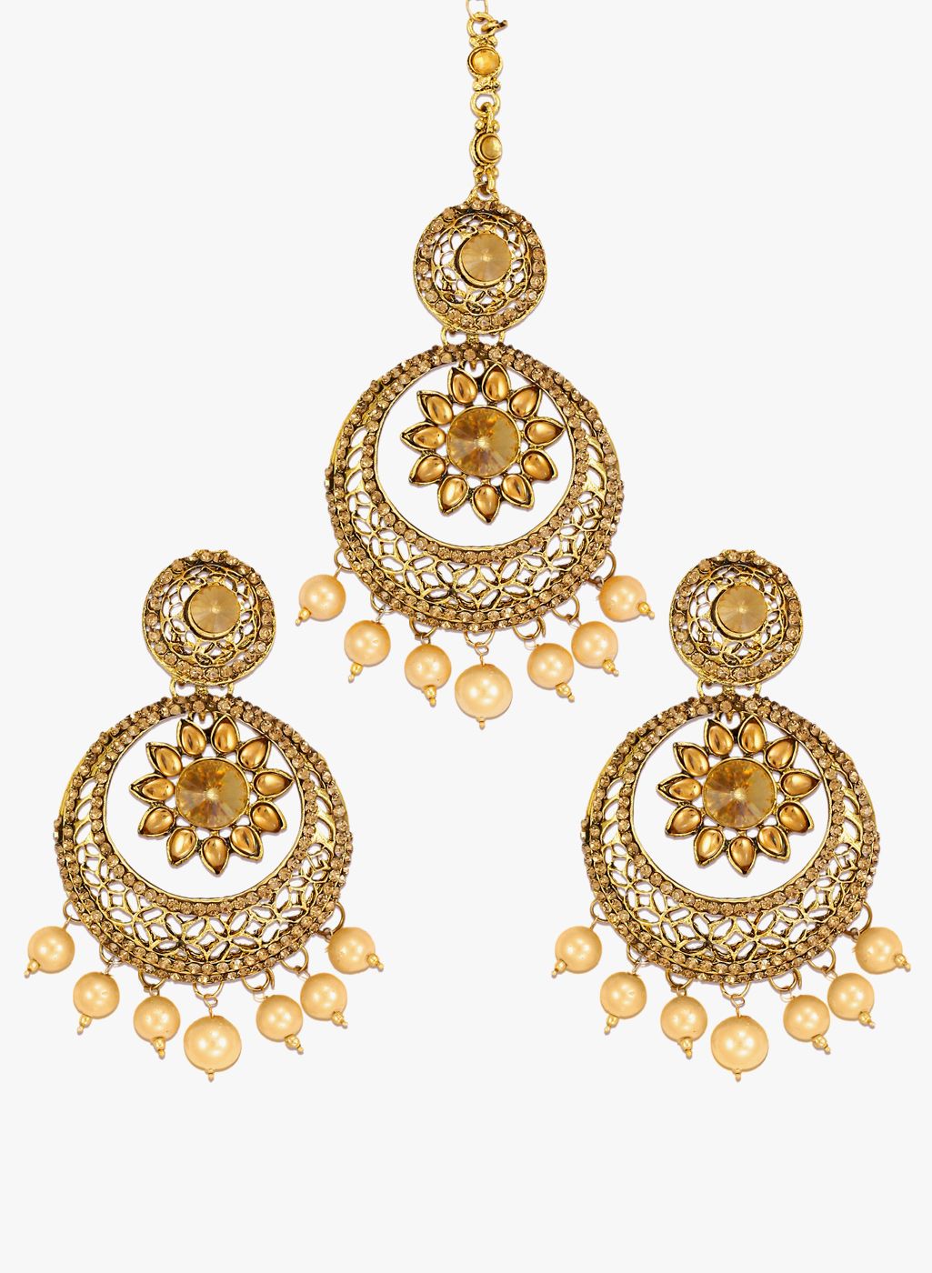 Zaveri Pearls Golden/Beige 100%Zinc Danglers & Drop