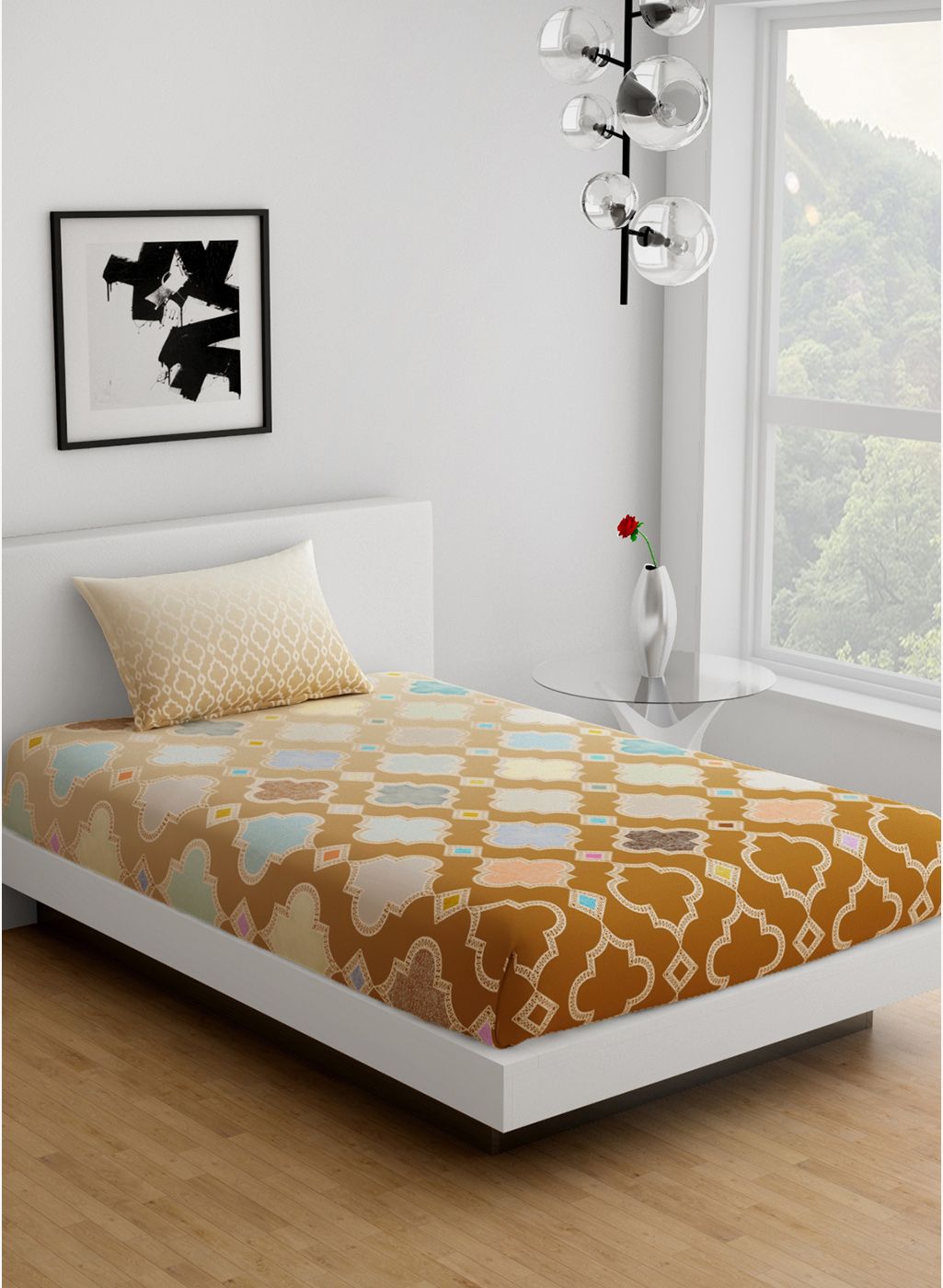 SPACES Cotton Single Bedsheet With One Pillow Cover