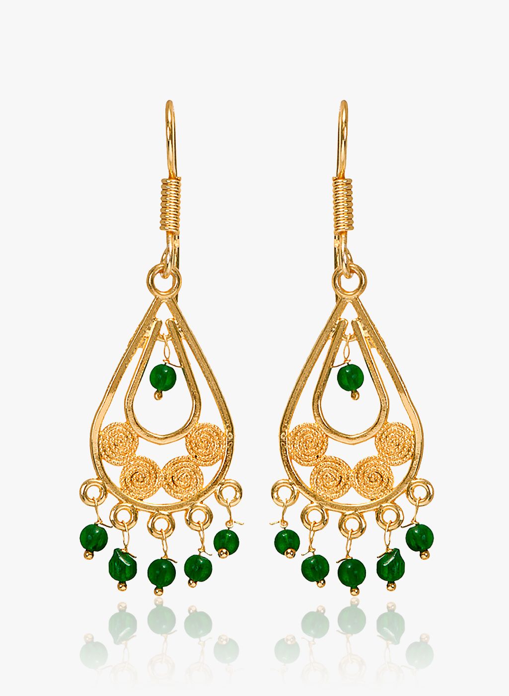 Sparkle Street Green/Golden Alloy Danglers & Drop