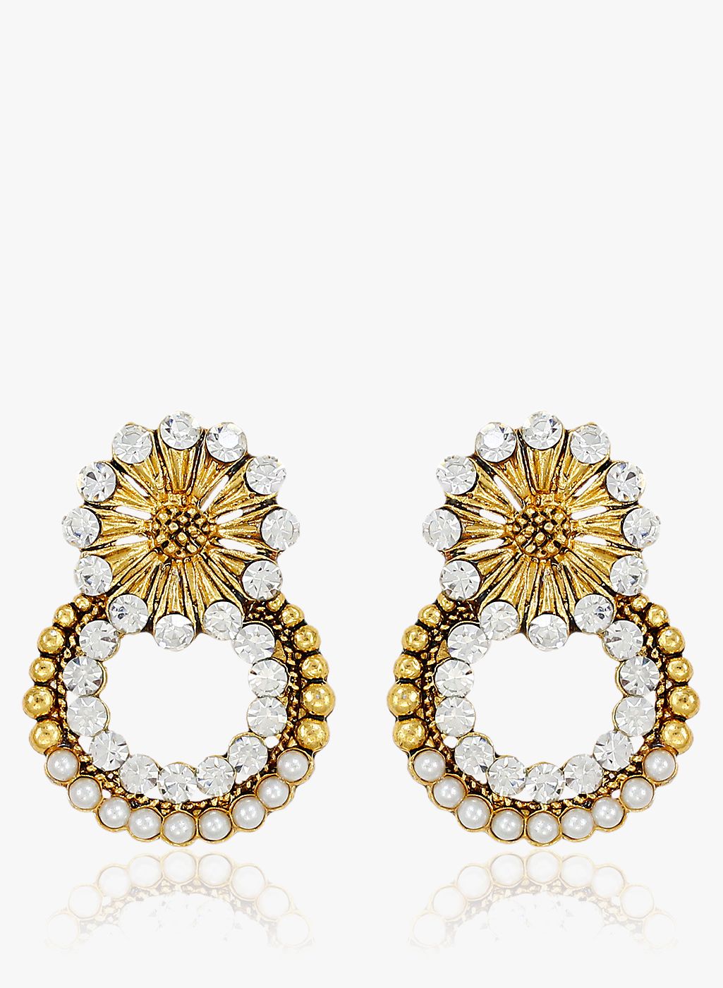 Zaveri Pearls Golden/White 100%Zinc Danglers & Drop