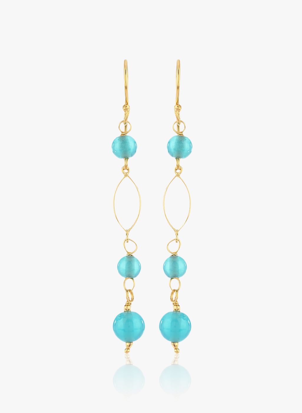 Thingalicious Golden/Aqua Blue Alloy Danglers & Drop