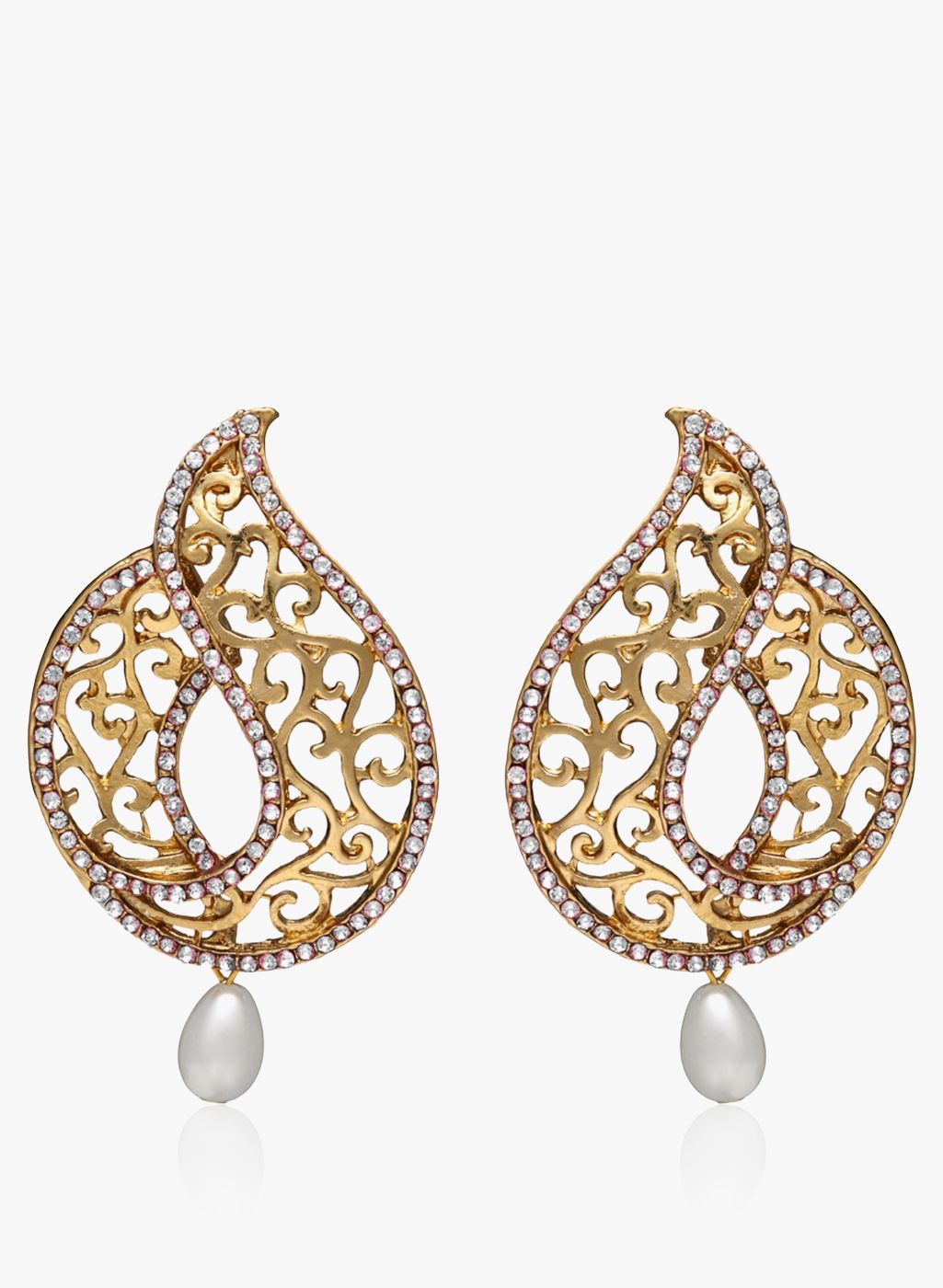 Zaveri Pearls Golden/White 100%Zinc Danglers & Drop