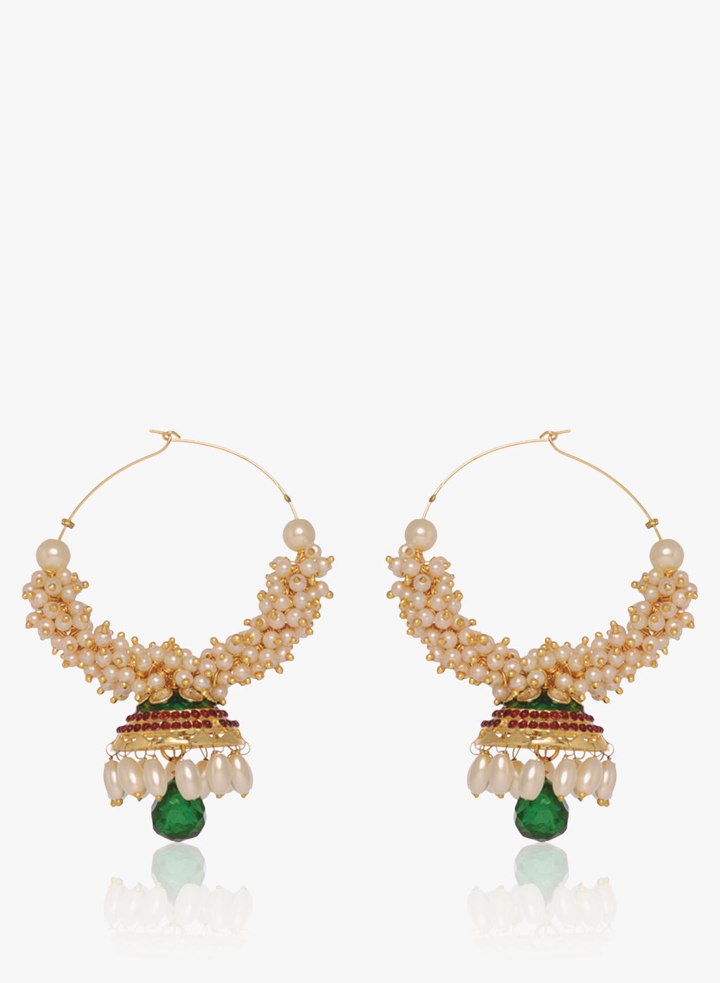 Sparkle Street Golden/Green Alloy Hoops & Baali