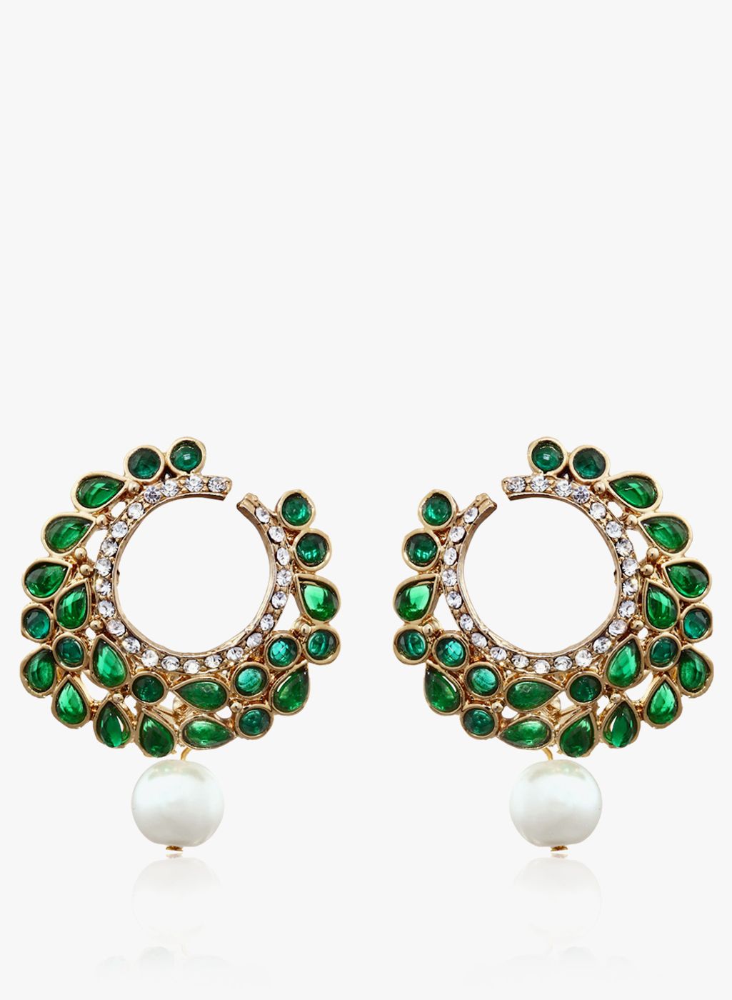 Zaveri Pearls Green/Golden 100%Zinc Danglers & Drop