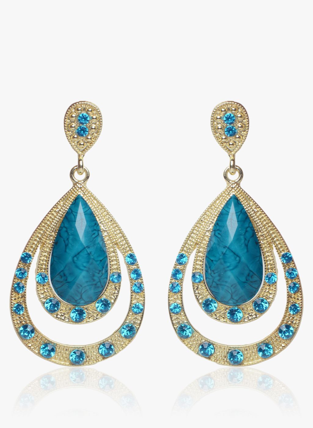 Sparkle Street Blue/Golden Metal Danglers & Drop