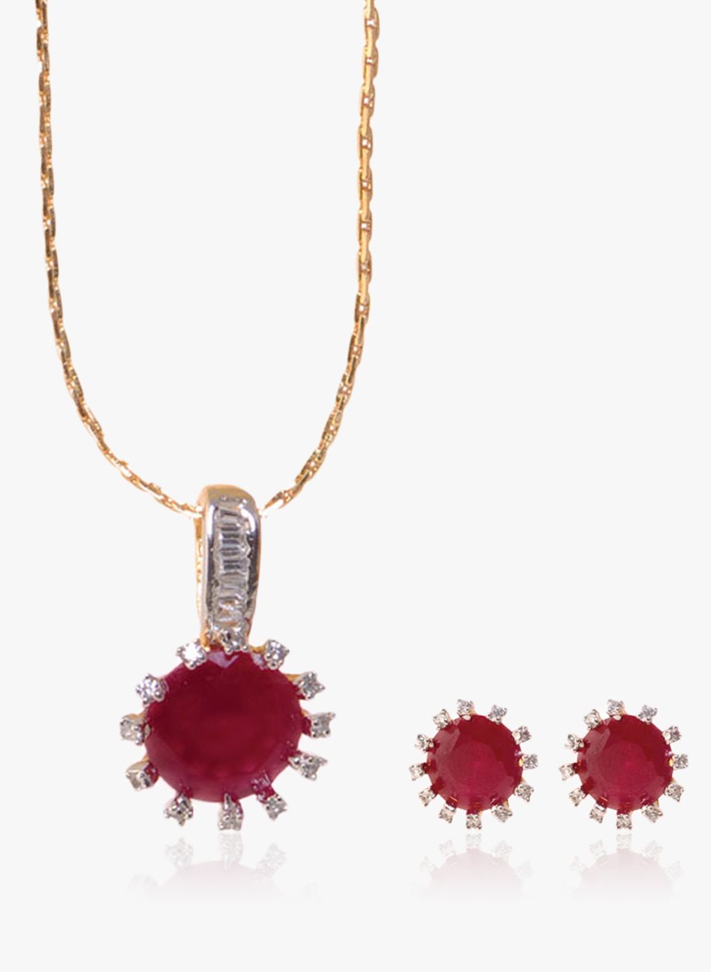 Sparkle Street Golden/Maroon Brass Pendant Set