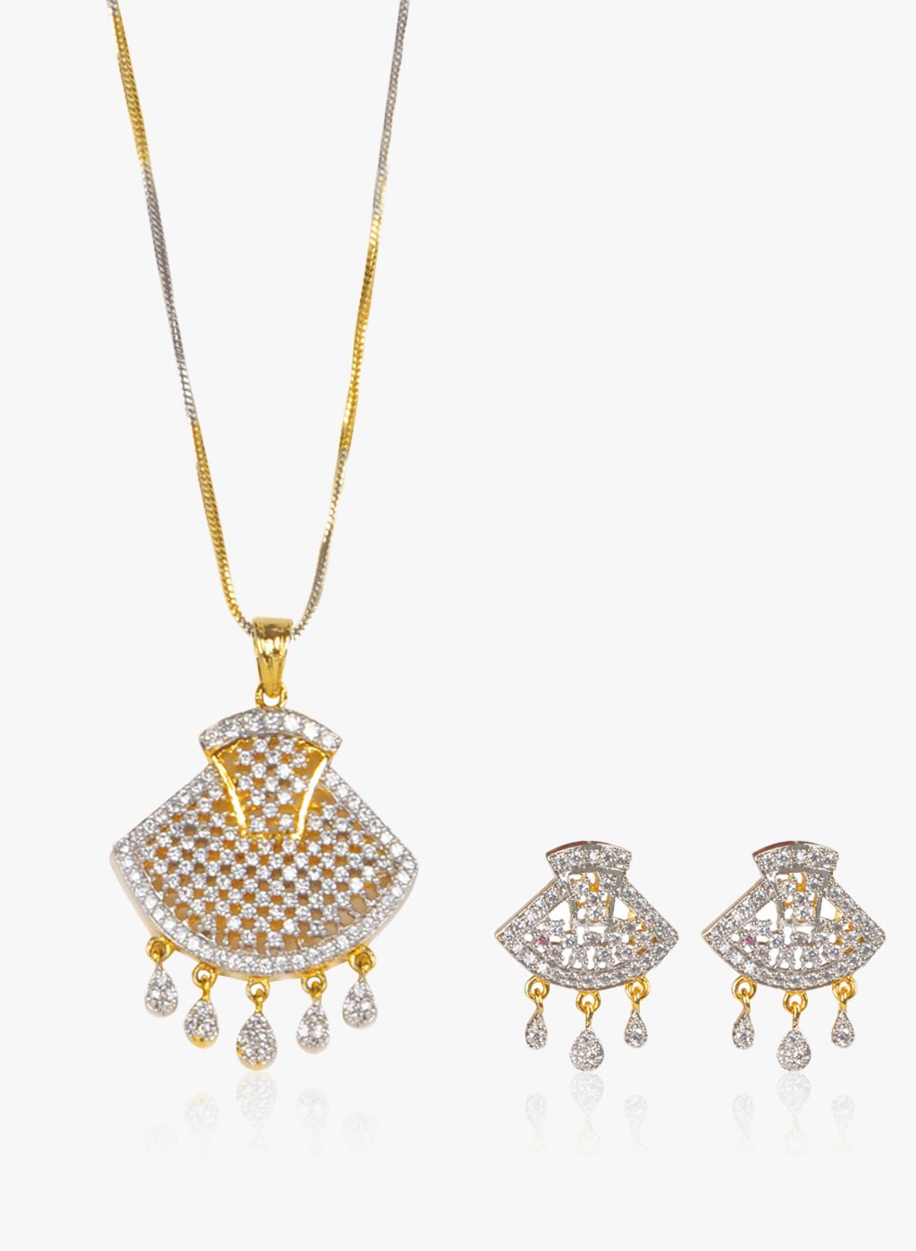 Sparkle Street White/Golden Alloy Pendant Set