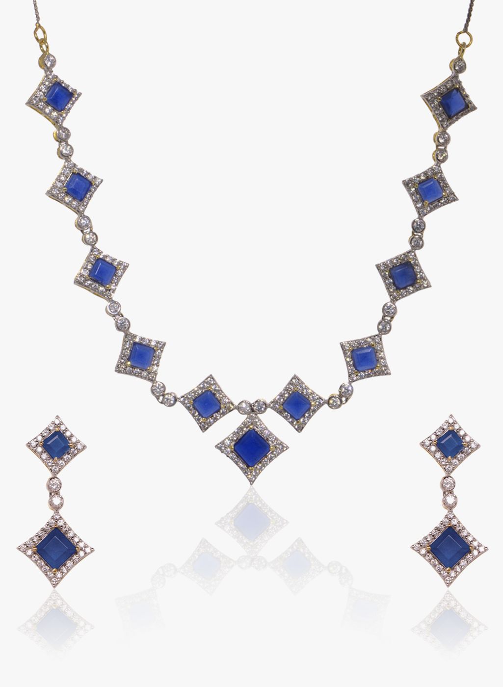 Sparkle Street Blue/White Alloy Necklace Set